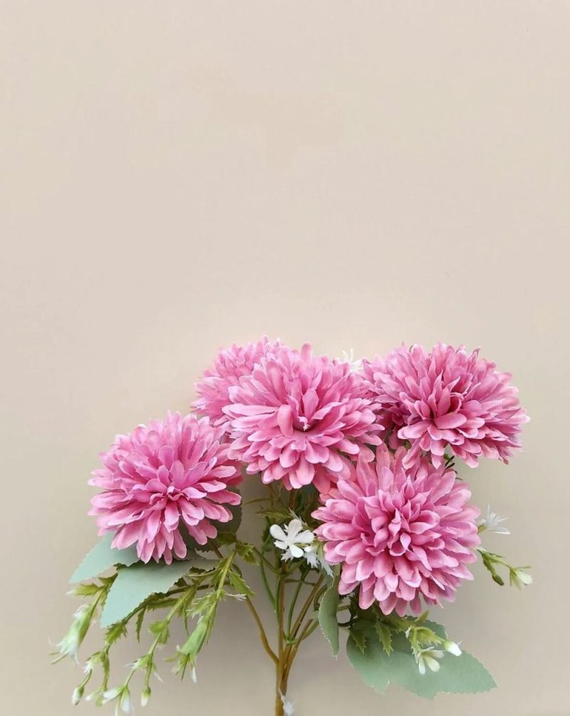 Dahlia | Decorative Dahlia Salamitus On Spike, Dark Pink, 12"/30Cm Artificial Flowers Dahlia