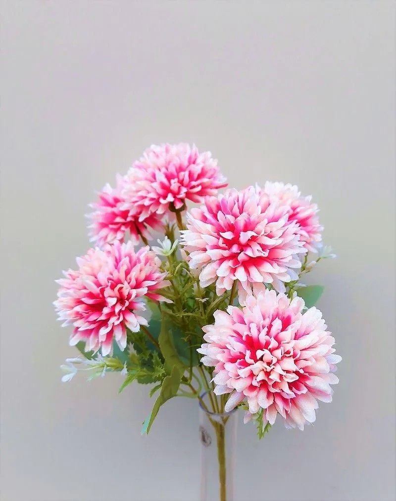 Dahlia | Decorative Dahlia Salamitus On Spike, Pink-Fuchsia, 12"/30Cm Artificial Flowers Dahlia