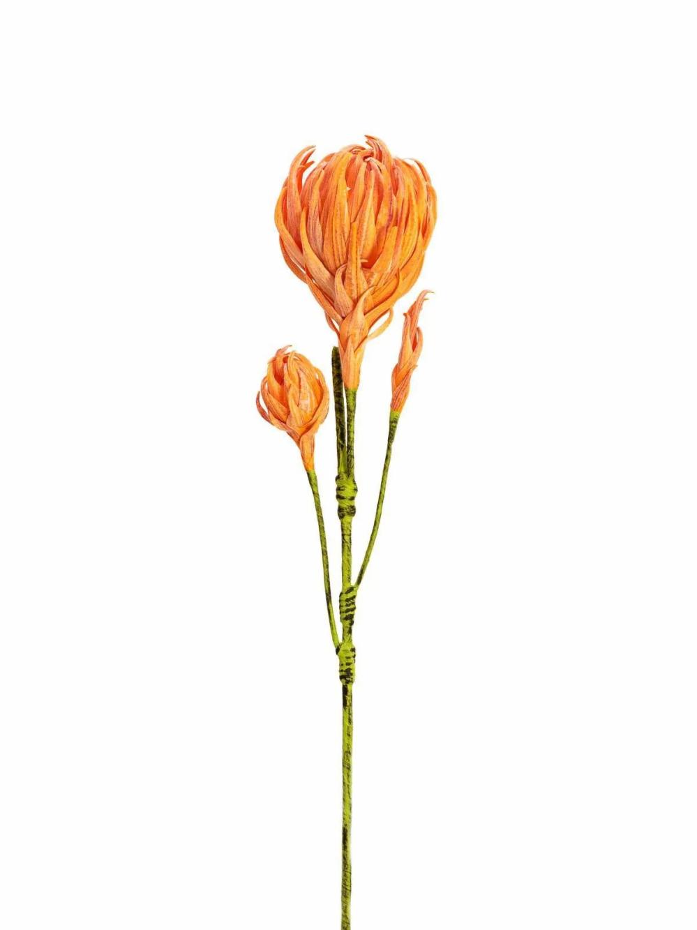 Dahlia | Plastic Dahlia Spray Denise, Crossdoor, Orange, 3Ft/100Cm, Ø2"-8"/5-20Cm Artificial Flowers Dahlia