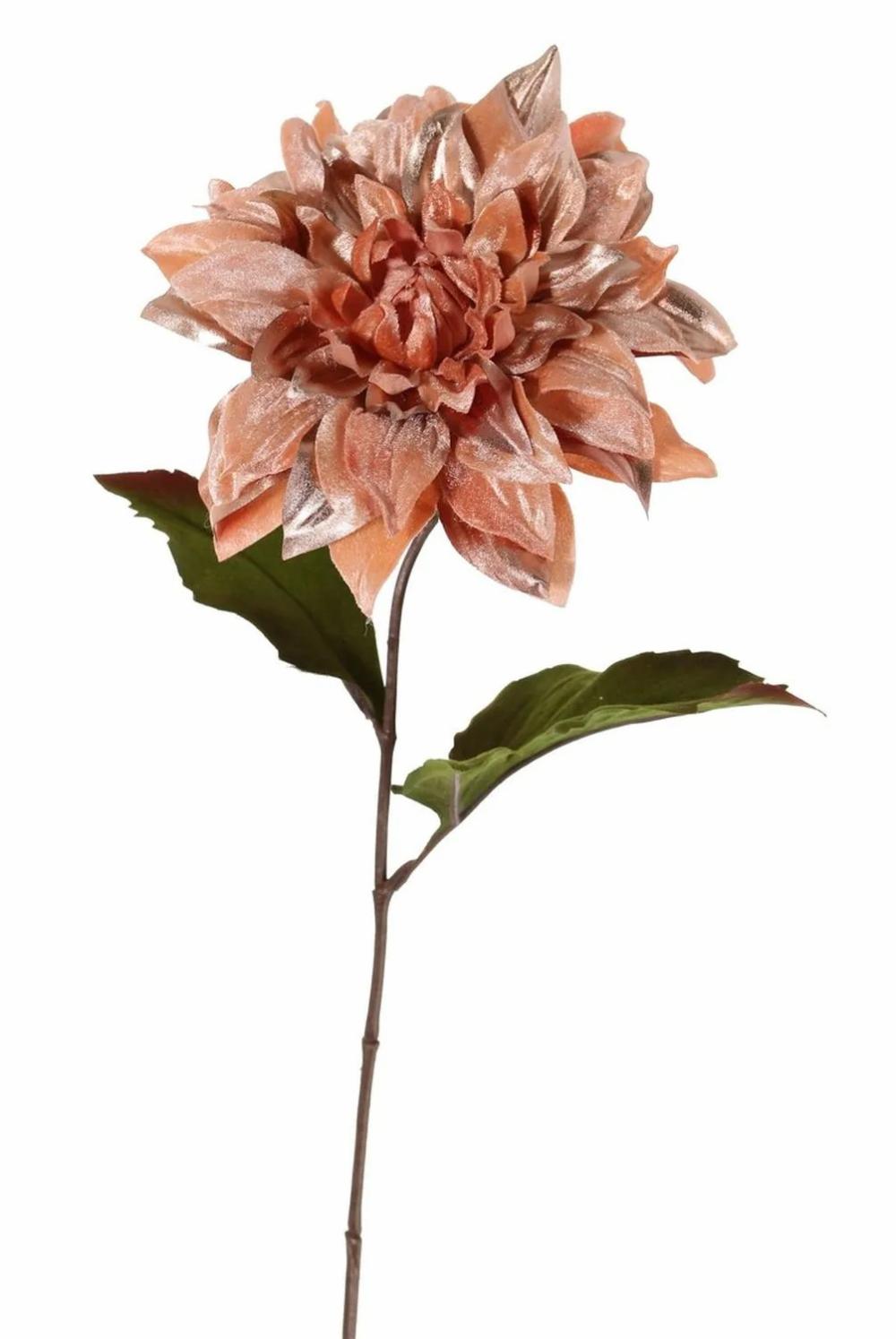 Dahlia | Velvet Dahlia Minbu, Salmon, 24"/60Cm, Ø7"/18Cm Artificial Flowers Dahlia