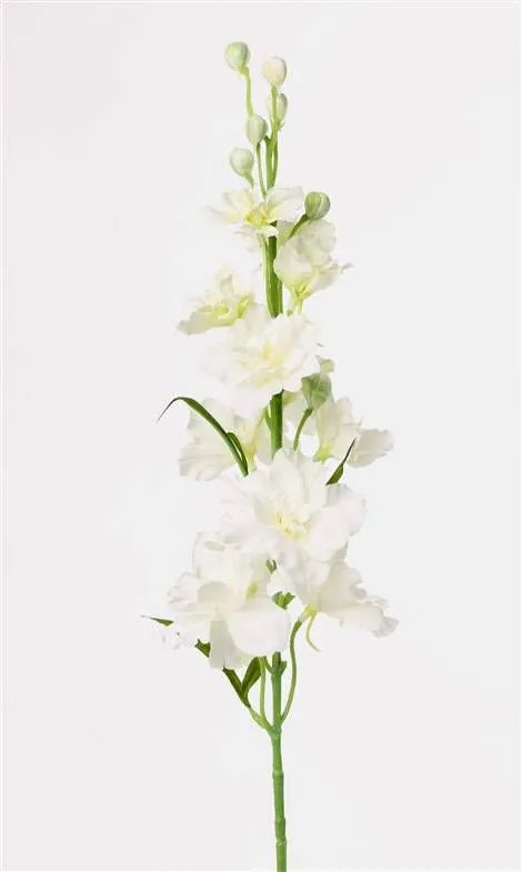 Delphinium | Fake Delphinium Rasmine, White-Yellow, 24"/60Cm, Ø2"-2.8"/5-7Cm Artificial Flowers Delphinium