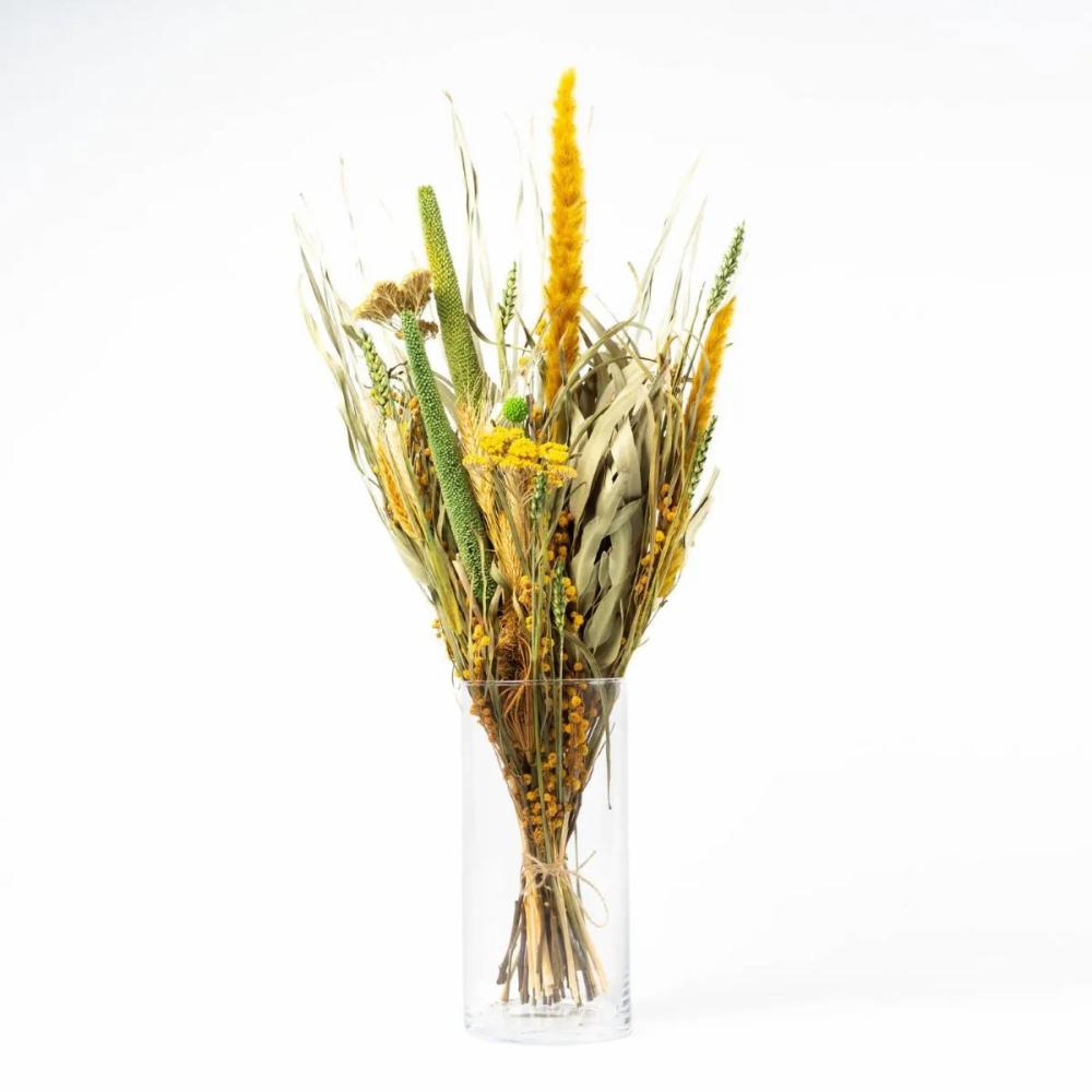 Dried flowers | Bouquet Of Dried Flowers Eleanor With Panicles, Yellow-Green, 65Cm, Ø14Cm Accessories Dried flowers