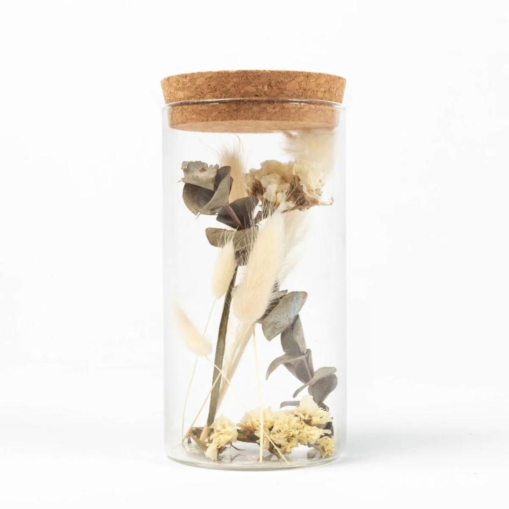 Dried flowers | Dried Flowers In Glass Pot Marcela, Brown-Green, 15Cm, Ø8Cm Accessories Brown