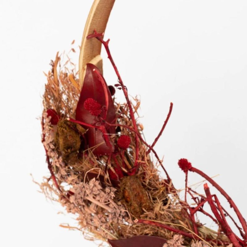 Dried flowers | Dried Flowers Wreath Galeno On Ring, Burgundy, 36,5Cm, Ø30Cm Accessories Dried flowers