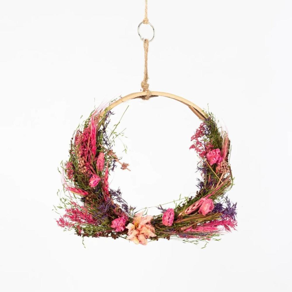 Dried flowers | Dried Flowers Wreath Galeno On Ring, Light Pink-Fuchsia, 36,5Cm, Ø30Cm Accessories Dried flowers