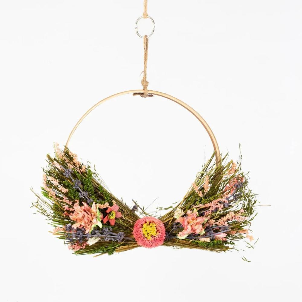 Dried flowers | Dried Flowers Wreath Galeno On Ring, Pink-Purple, 36,5Cm, Ø30Cm Accessories Dried flowers