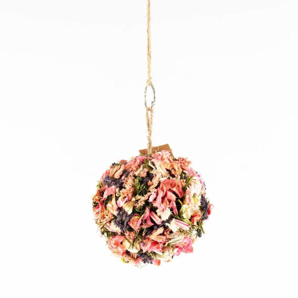 Dried flowers | Hanging Dried Flowers Ball Zoa With Loop, Pink-Purple, Ø14,5Cm Accessories Dried flowers