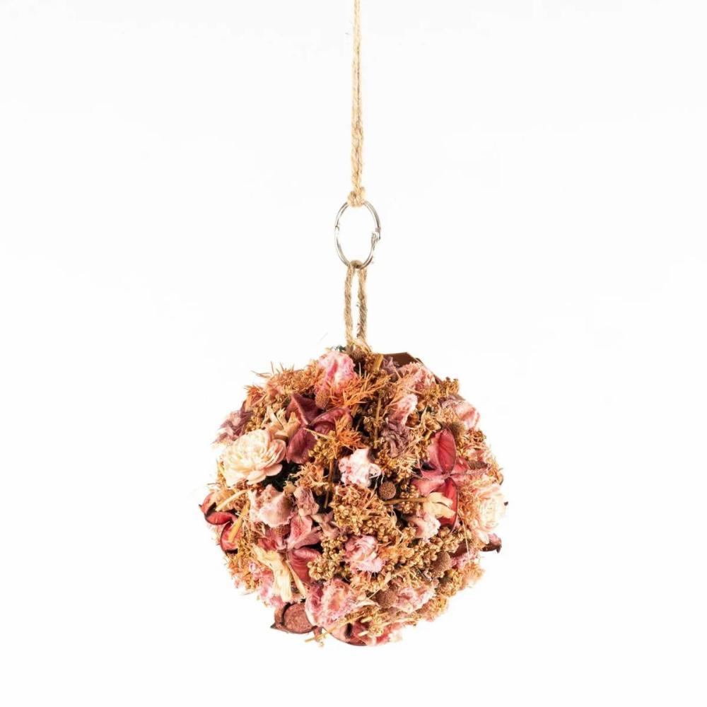 Dried flowers | Hanging Dried Flowers Ball Zoa With Loop, Pink-White, Ø14,5Cm Accessories Dried flowers