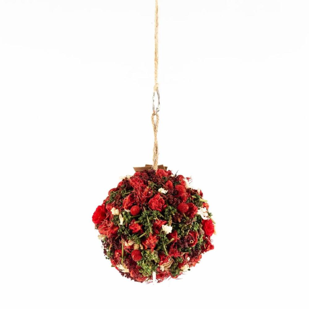 Dried flowers | Hanging Dried Flowers Ball Zoa With Loop, Red-Green, Ø14,5Cm Accessories Dried flowers