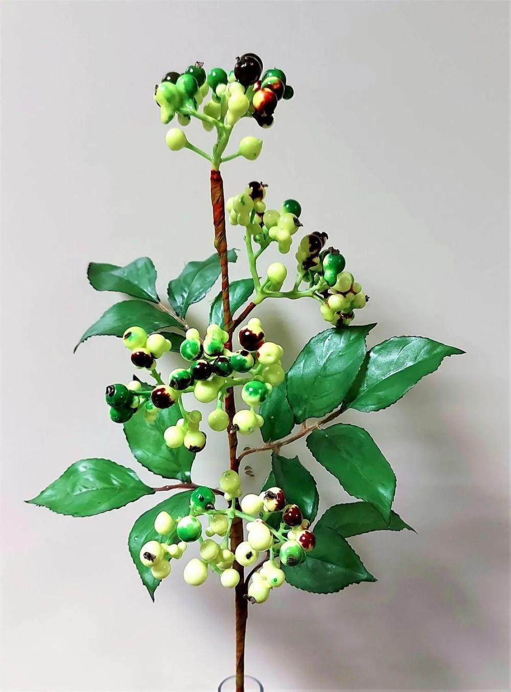 Elders | Artificial Branch Of Elderberries Chatanga With Fruits, Green-Red, 24"/60Cm Artificial Plants Elders