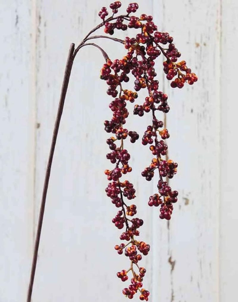 Elders | Artificial Elderberry Branch Swantje, Fruits, Burgundy-Orange, 16"/40Cm Artificial Plants Elders