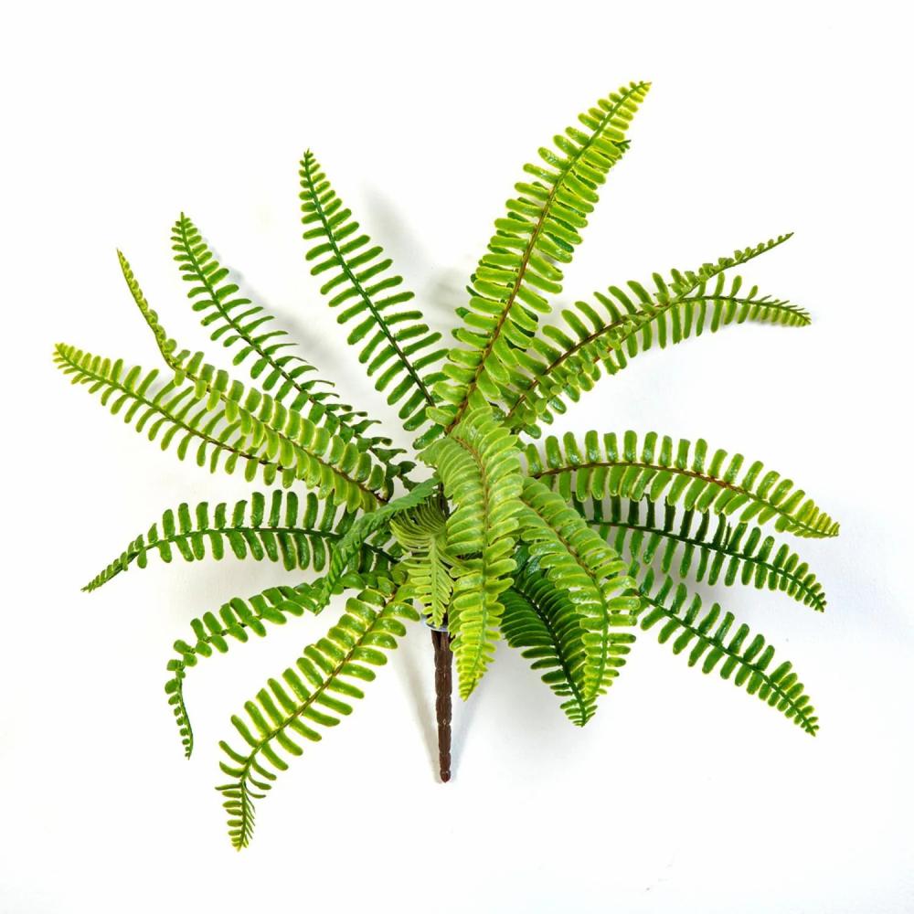 Ferns | Artificial Boston Fern Danao On Spike, Green, 12"/30Cm, Ø16"/40Cm Artificial Plants Ferns