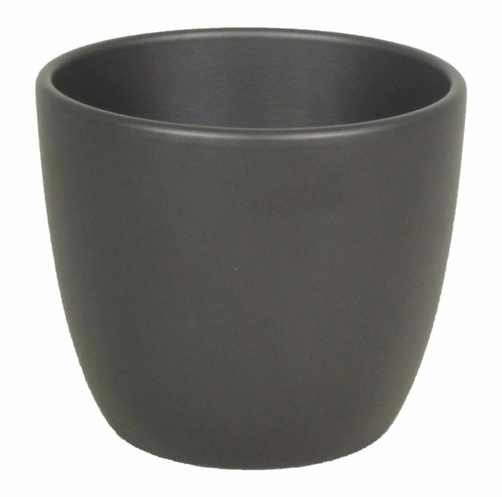 Flower pots | Ceramic Flower Pot Large Teheran Basar, Anthracite Matt, 10"/25Cm, Ø11"/28Cm Accessories Flower pots