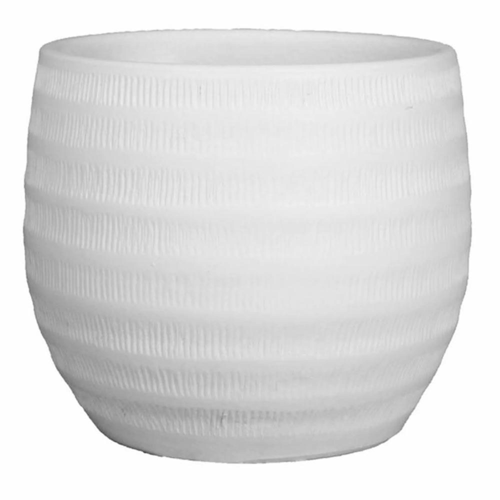 Flower pots | Ceramic Flower Pot Tiam With Grooves, White Matt, 10"/26Cm, Ø11"/29Cm Accessories Flower pots