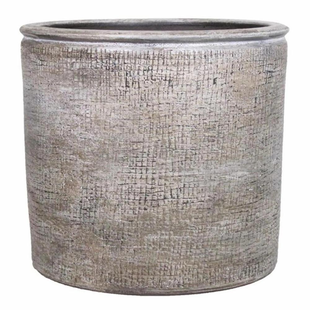 Flower pots | Plant Pot Sahin Made Of Ceramic With Texture, White-Brown, 12"/31Cm, Ø13"/34Cm Accessories Brown