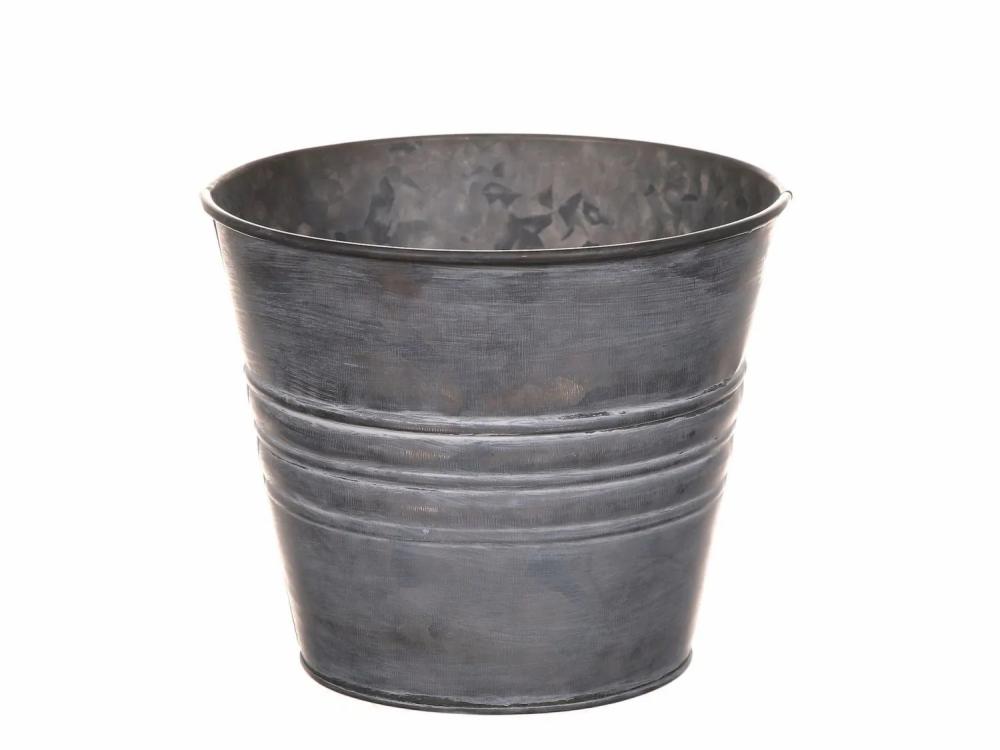 Flower pots | Round Plant Pot Micolato With Grooves, Zinc, Grey, 5.1"/13Cm, Ø6"/15,5Cm Accessories Flower pots