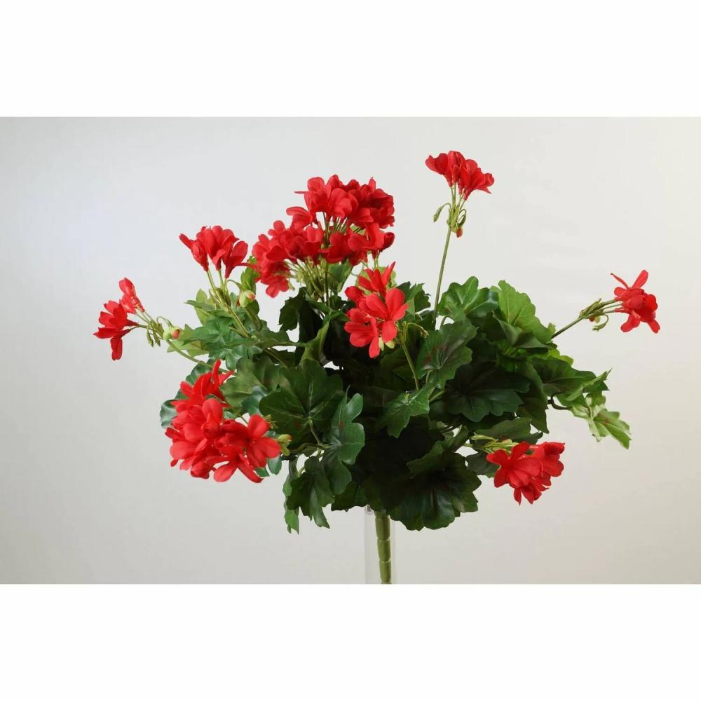 Geranium | Artificial Geranium Mia On Spike, Red, 16"/40Cm, Ø2"-3.1"/5-8Cm Artificial Flowers Geranium