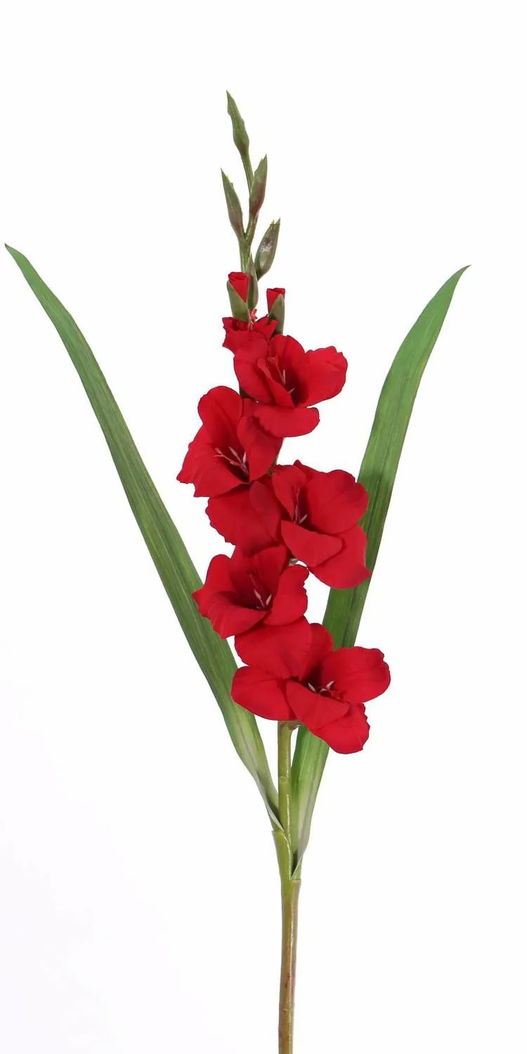 Gladiolus | Fake Gladiolus Elea, Red, 33"/85Cm, Ø1.2"-4"/3-10Cm Artificial Flowers Gladiolus