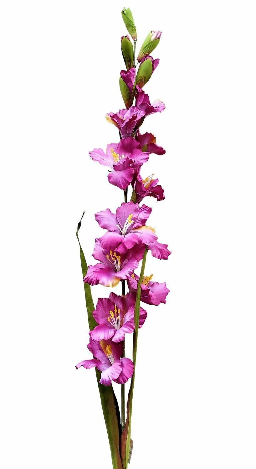 Gladiolus | Plastic Flower Gladiolus Theophora, Violet-Yellow, 4Ft/110Cm Artificial Flowers Gladiolus