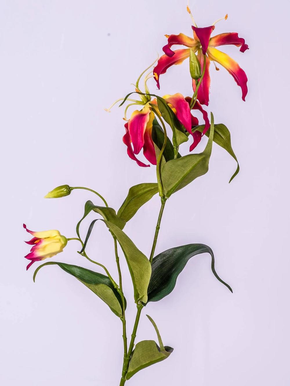 Gloriosa | Fake Gloriosa Fujita, Pink-Yellow, 31"/80Cm, Ø6"/15Cm Artificial Flowers Gloriosa