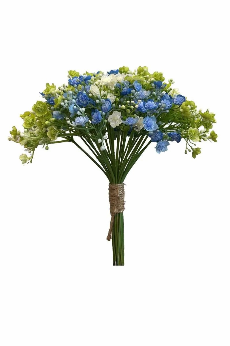 Gypsophila | Artificial Gypsophila Bunch Litago, Green-Blue-Cream, 9"/23Cm Artificial Flowers Green