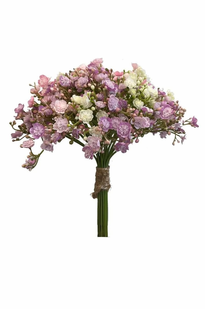 Gypsophila | Artificial Gypsophila Bunch Litago, Purple-Pink-Cream, 9"/23Cm Artificial Flowers Gypsophila