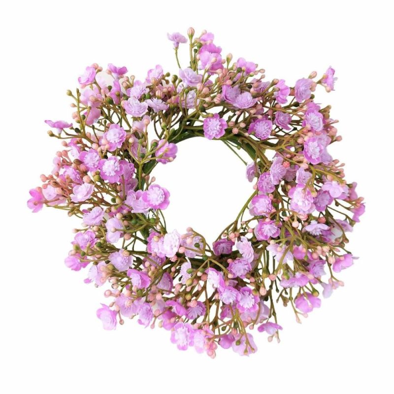 Gypsophila | Artificial Gypsophila Wreath Litago, Pink-Violet, Ø8"/20Cm Artificial Flowers Gypsophila