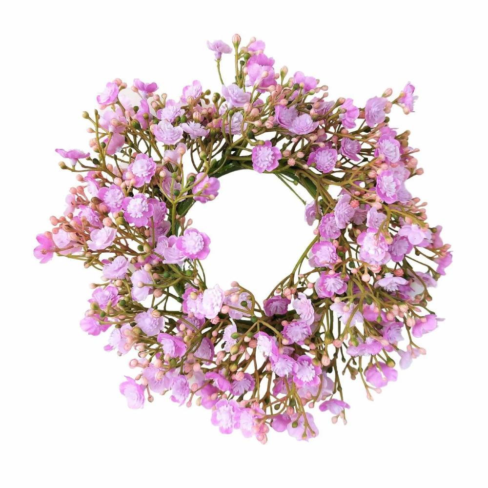 Gypsophila | Artificial Gypsophila Wreath Litago, Pink-Violet, Ø8"/20Cm Artificial Flowers Gypsophila