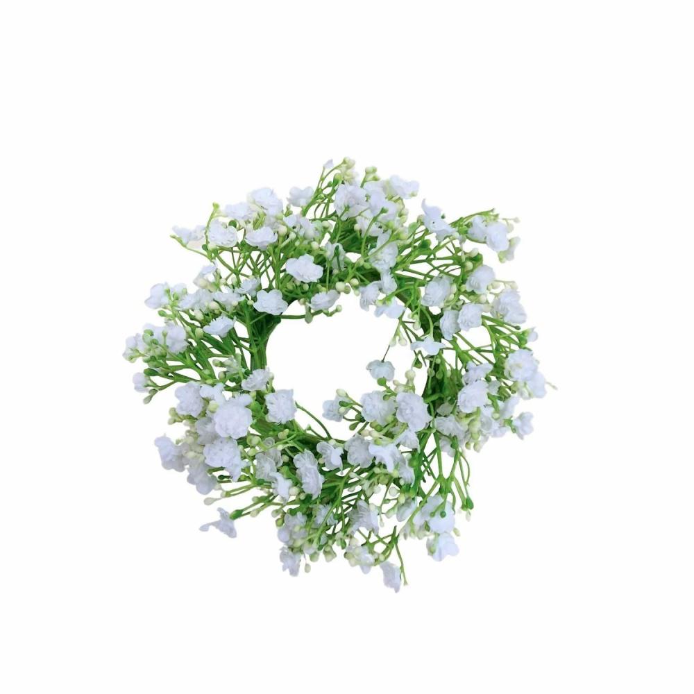 Gypsophila | Artificial Gypsophila Wreath Litago, White, Ø8"/20Cm Artificial Flowers Gypsophila