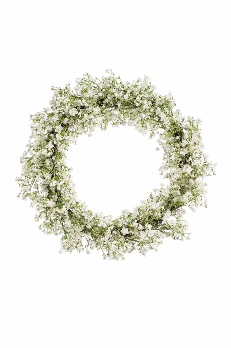 Gypsophila | Artificial Gypsophila Wreath Qulix, White, Ø20"/50Cm Artificial Flowers Gypsophila