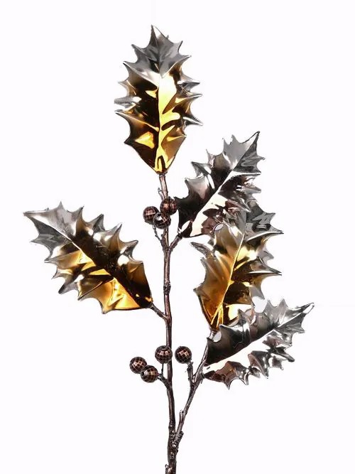 Hollies | Artificial Holly Spray Pascha With Fruits, Silver-Gold, 20"/50Cm Artificial Plants Gold