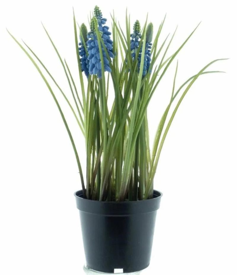 Hyacinth | Artificial Grape Hyacinth Indalu, Blue, 10"/25Cm Artificial Flowers Blue