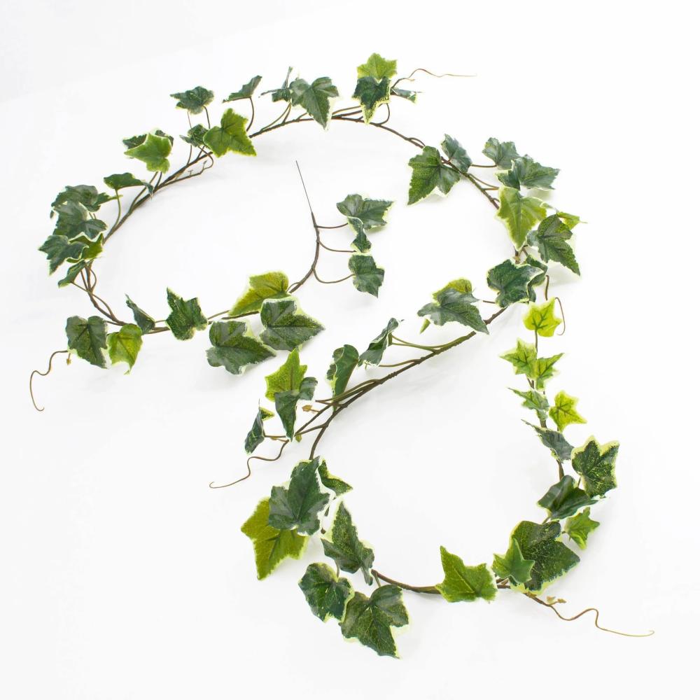 Ivy | Artificial Ivy Garland Maja, Green-White, 6Ft/180Cm Artificial Plants Ivy