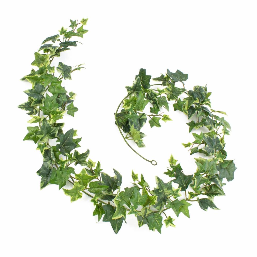 Ivy | Silk Ivy Garland Luka, Green-White, 6Ft/180Cm Artificial Plants Ivy