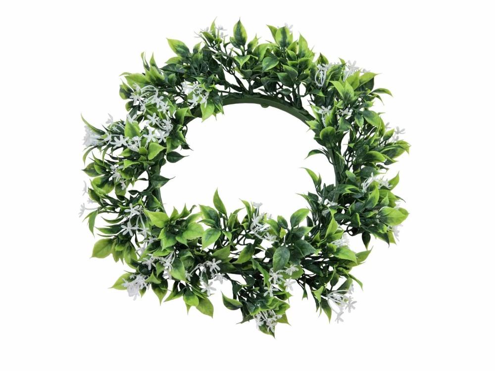 Jasmine plants | Plastic Jasmine Wreath Rebekka, Crossdoor, White, Ø12"/30Cm Artificial Flowers Jasmine plants