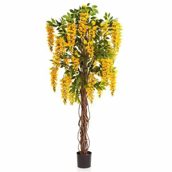 Laburnum | Artificial Laburnum Tree Ariana, Real Stems, Blooms, Yellow, 6Ft/180Cm Artificial Trees Laburnum