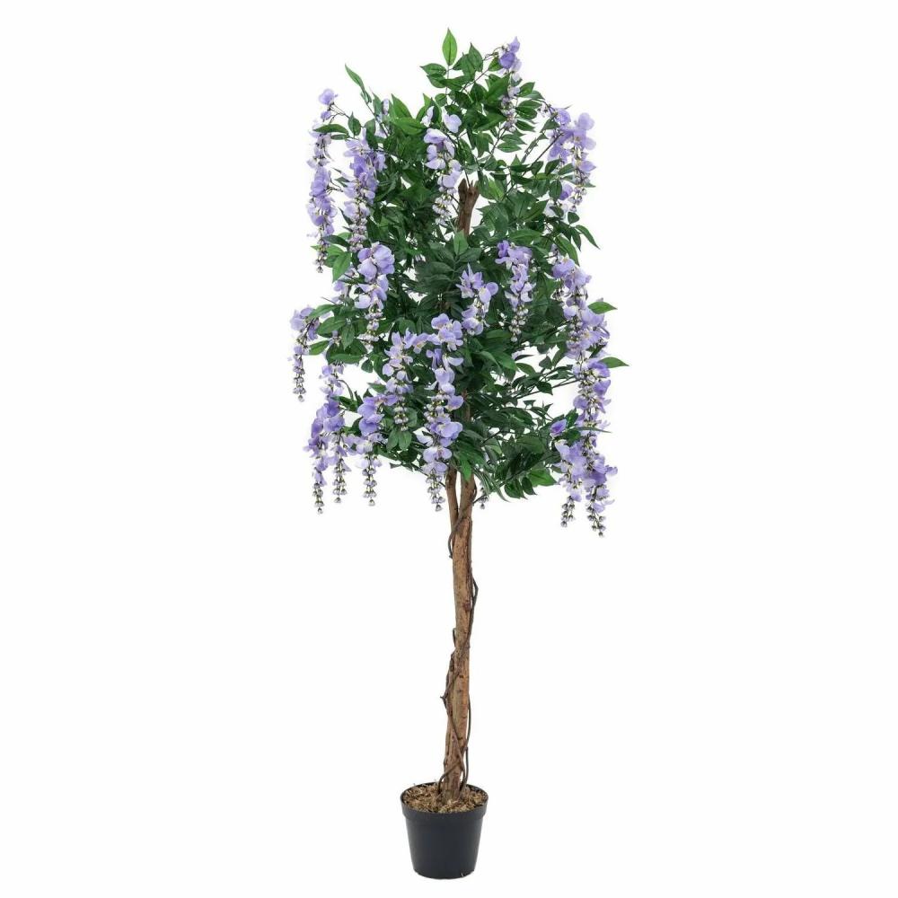 Laburnum | Artificial Wisteria Leslie, Real Stems, Blooms, Purple, 5Ft/150Cm Artificial Trees Laburnum