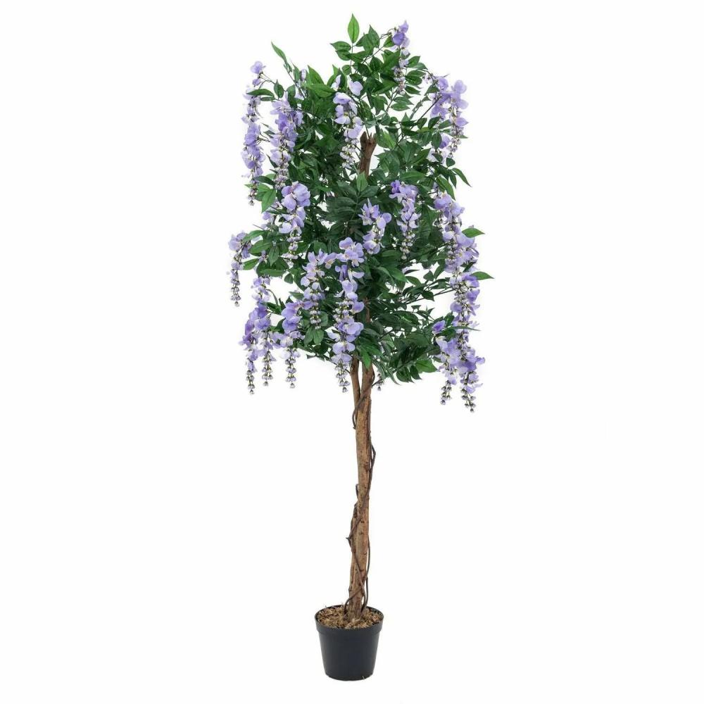 Laburnum | Artificial Wisteria Leslie, Real Stems, Blooms, Purple, 6Ft/180Cm Artificial Trees Laburnum