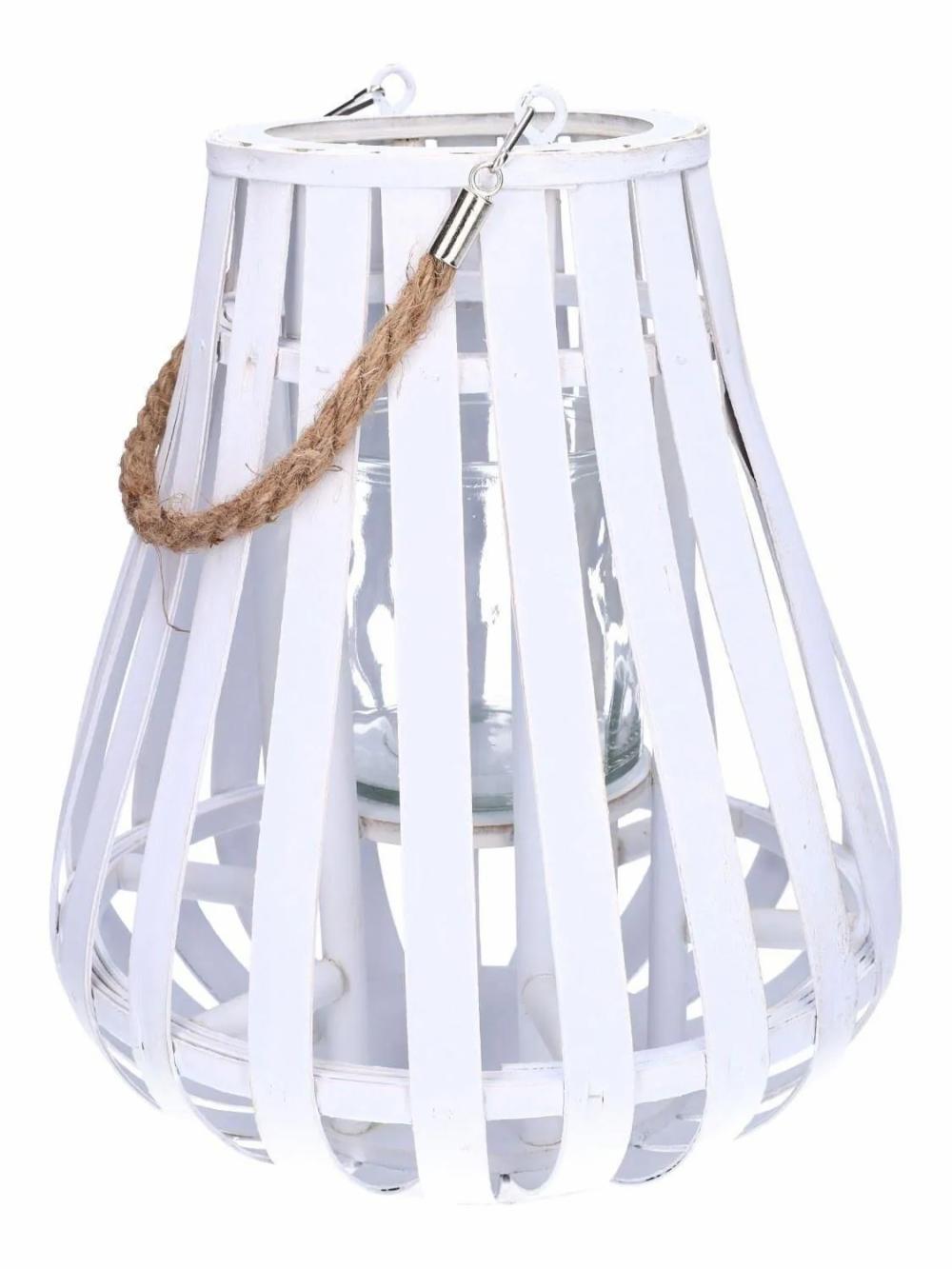 Lanterns | Lantern Alvaru Made Of Rattan, With Candle Glass, Handle, White, 31Cm, Ø24Cm Accessories Lanterns