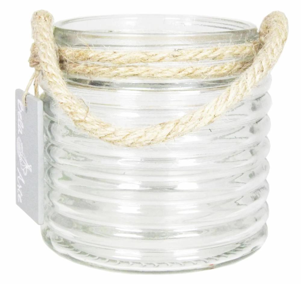 Lanterns | Lantern Glass Kiah With Handle, Grooves, Clear, 3.7"/9,5Cm, Ø3.5"/9Cm Accessories Lanterns