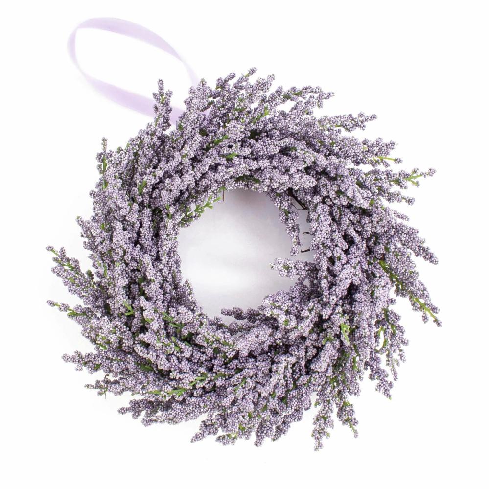 Lavender | Artificial Lavender Wreath Ylvie, Violet, Ø10"/25Cm Artificial Flowers Lavender