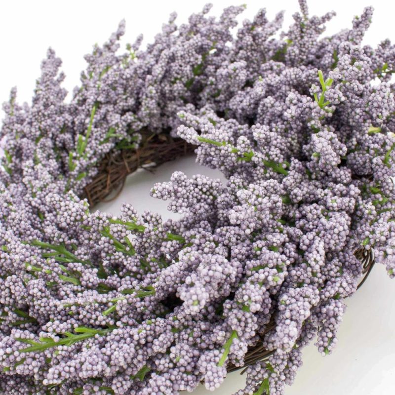 Lavender | Artificial Lavender Wreath Ylvie, Violet, Ø10"/25Cm Artificial Flowers Lavender