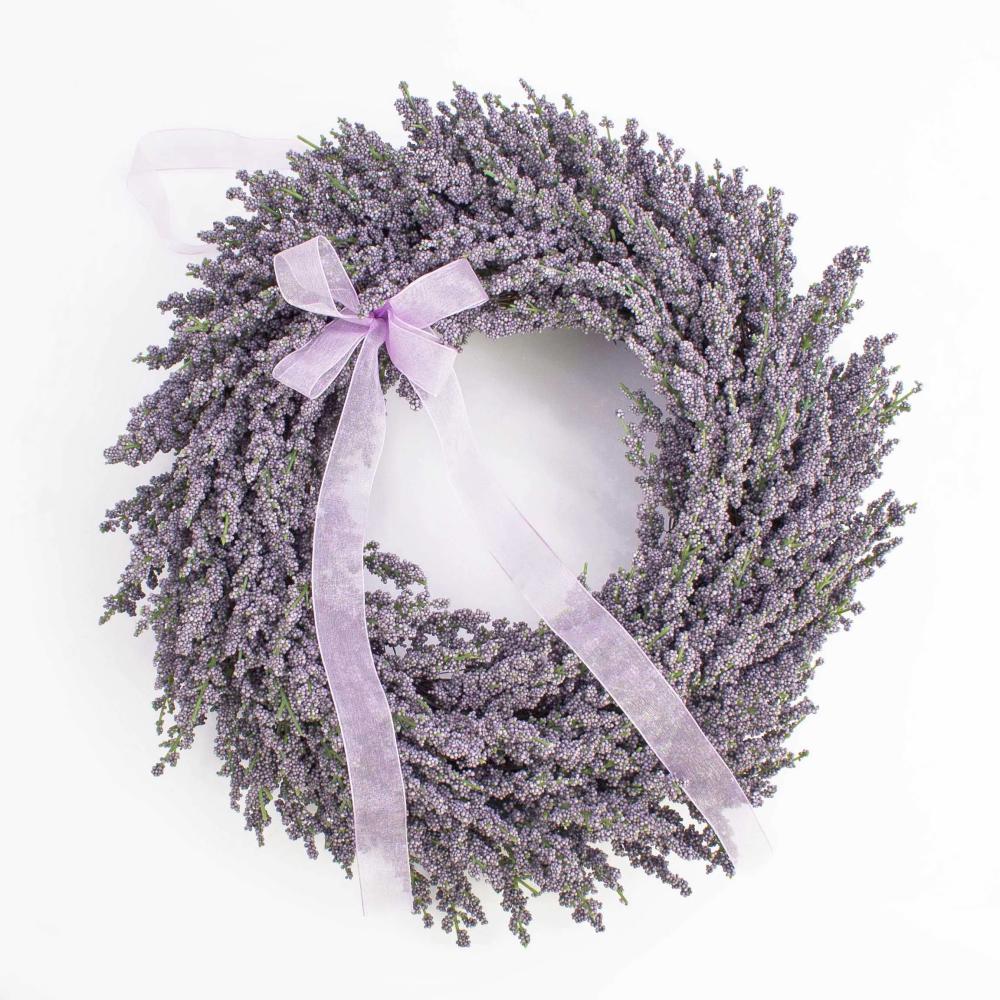 Lavender | Artificial Lavender Wreath Ylvie, Violet, Ø16"/40Cm Artificial Flowers Lavender