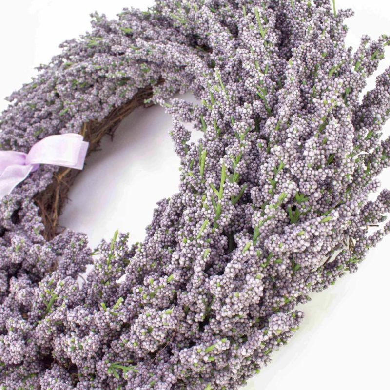 Lavender | Artificial Lavender Wreath Ylvie, Violet, Ø16"/40Cm Artificial Flowers Lavender