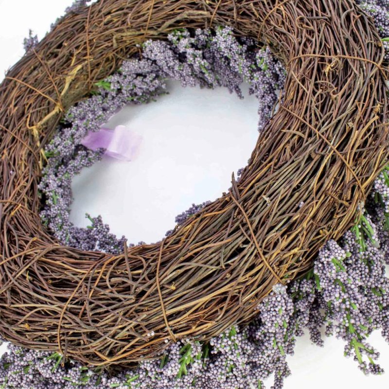 Lavender | Artificial Lavender Wreath Ylvie, Violet, Ø16"/40Cm Artificial Flowers Lavender