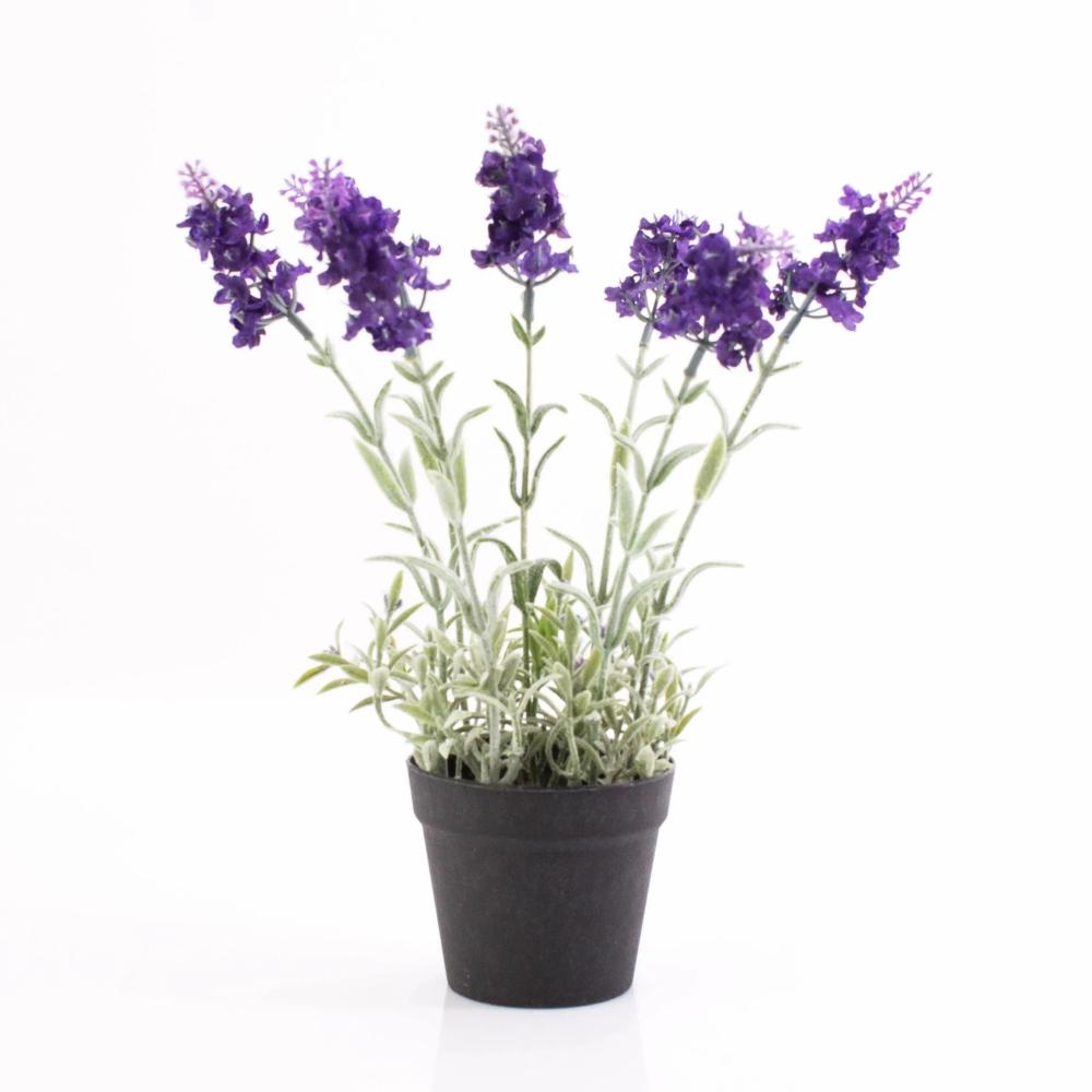 Lavender | Fake Lavender Louise In A Decorative Pot, Dark Violet, 12"/30Cm, Ø1.2"/3Cm Artificial Flowers Lavender