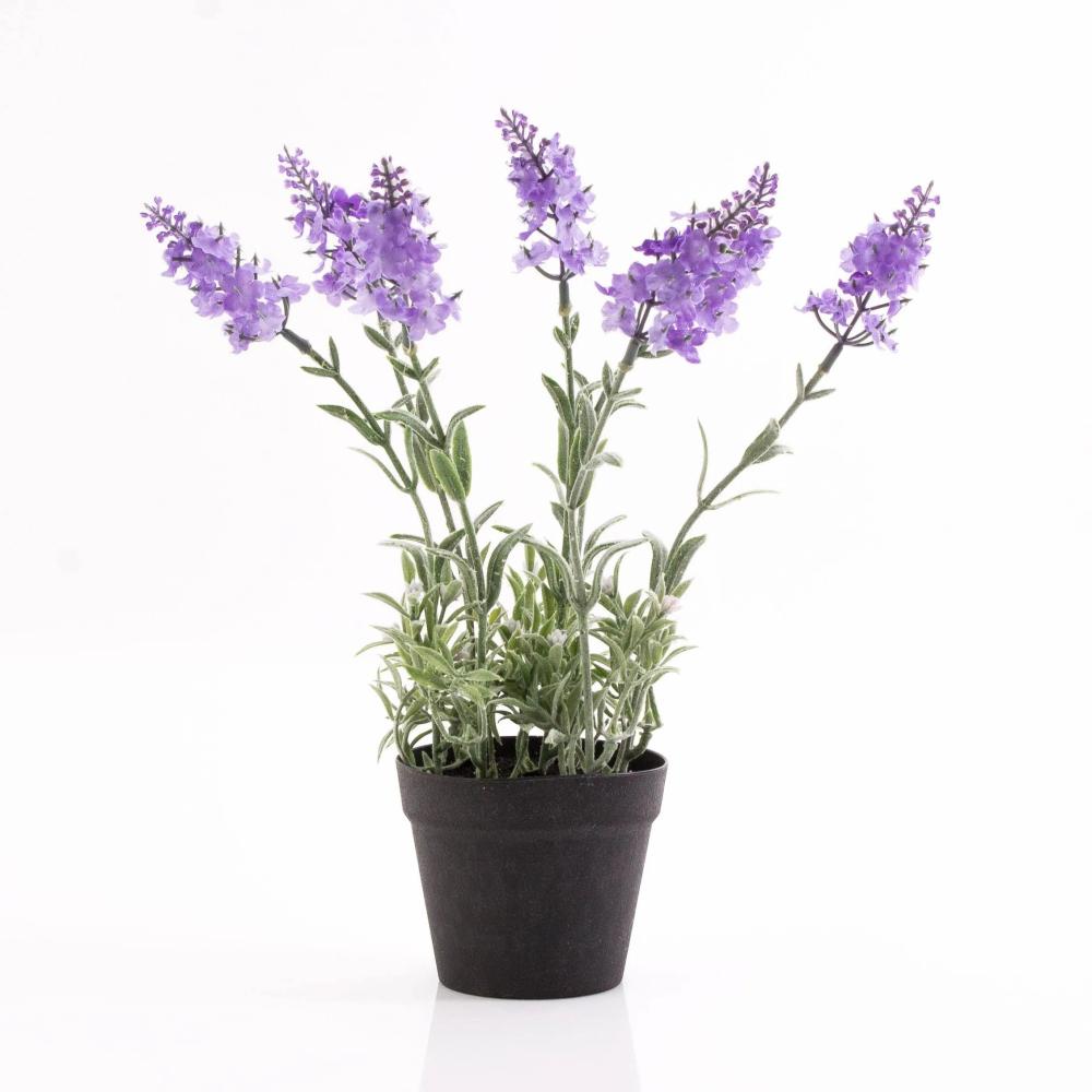 Lavender | Fake Lavender Louise In Decorative Pot, Light Violet, 12"/30Cm, Ø1.2"/3Cm Artificial Flowers Lavender