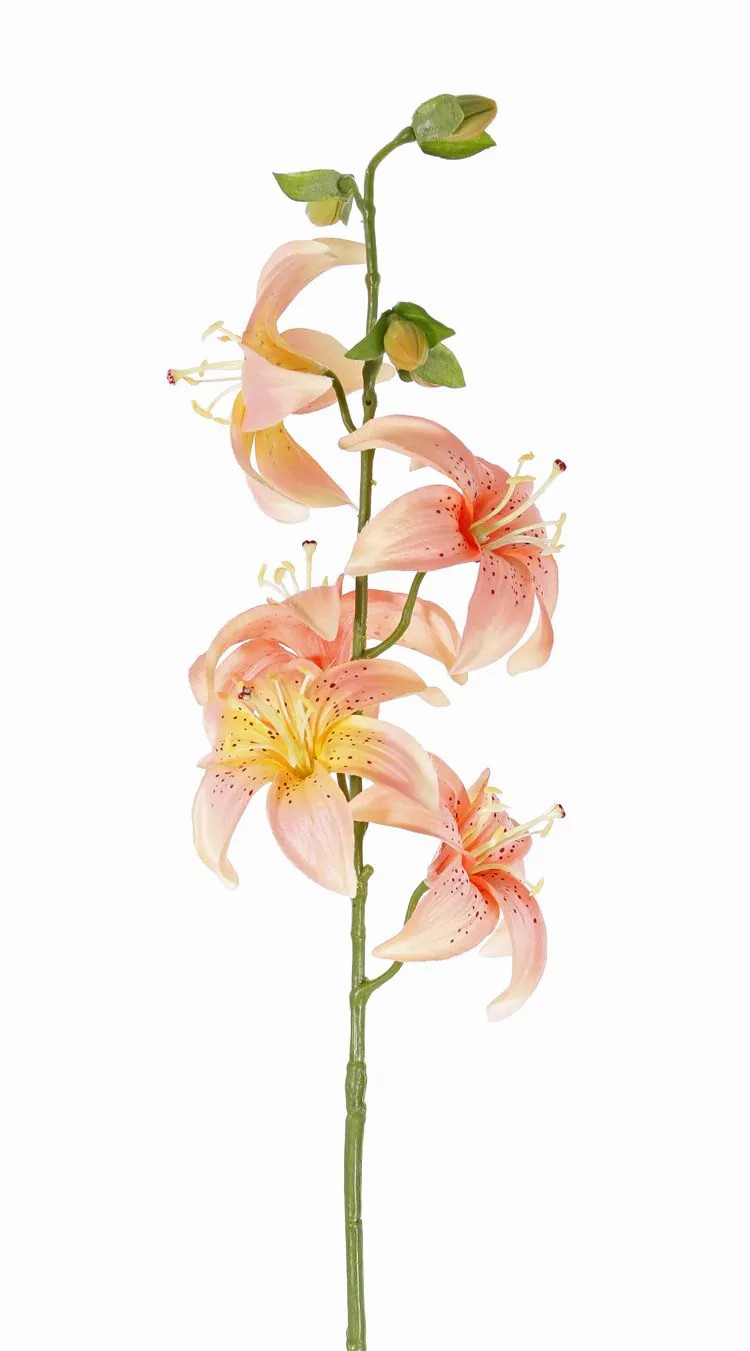 Lilies | Artificial Tiger Lily Ashanti, Light Pink, 26"/65Cm, Ø3.1"/8Cm Artificial Flowers Lilies