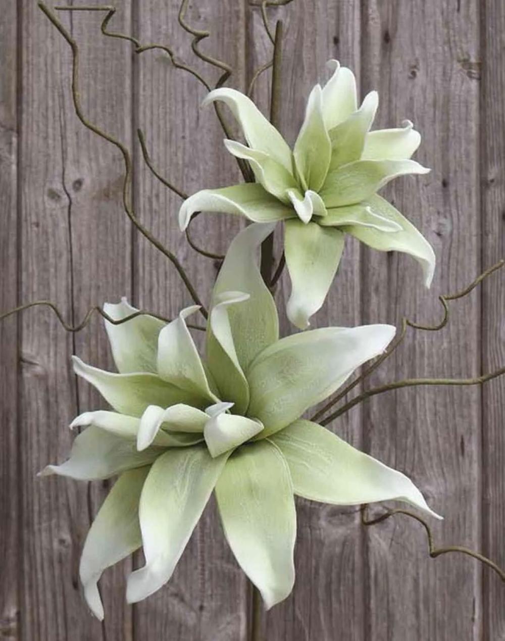 Lilies | Decorative Flower Lily Madea, Green-White, 3Ft/105Cm, Ø8"-11"/20-28Cm Artificial Flowers Green