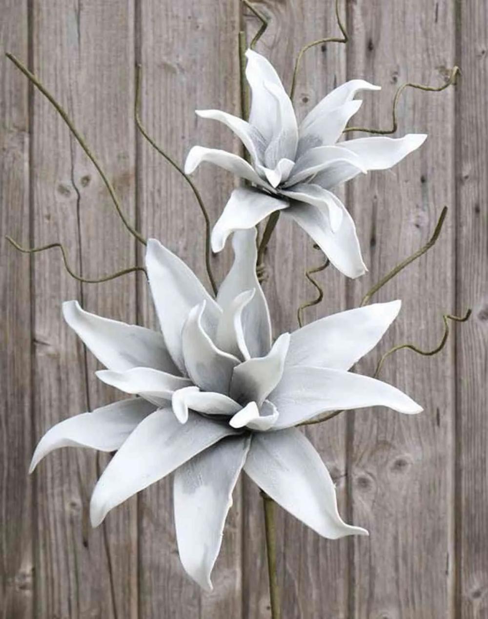 Lilies | Decorative Flower Lily Madea, Grey, 3Ft/105Cm, Ø8"-11"/20-28Cm Artificial Flowers Grey